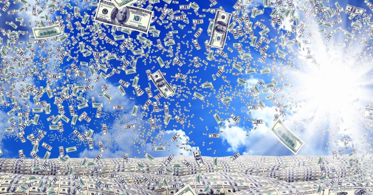 money falling from the sky